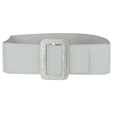 Allegra K- Thick Waist Elastic Rhinestone Buckle Wide Belt