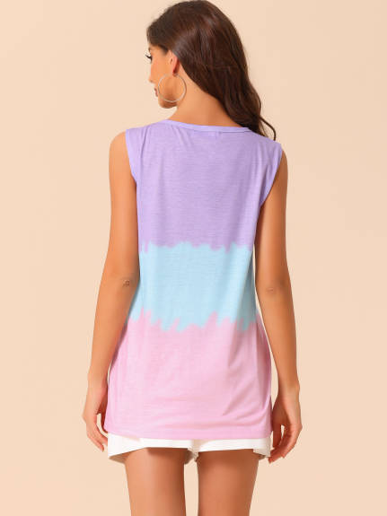 cheibear - Tie Dye Loungewear Tank Top