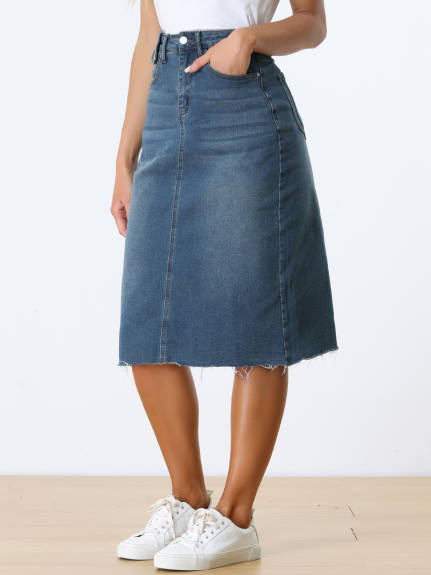 Allegra K- Back Slit Denim Skirt Pack, Blue Combo 1