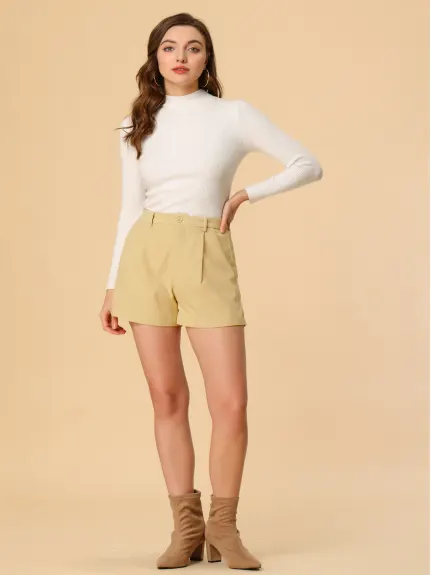 Allegra K - Casual Straight Leg Belted Corduroy Shorts