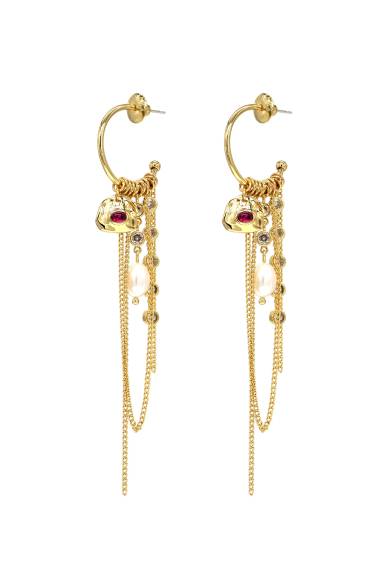 Iris Gold Radiant Reverie Gemstone Cascade Hoop Earrings-Hot Pink