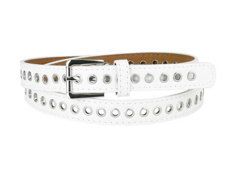 Allegra K- Grommet PU Leather Metal Pin Buckle Belt