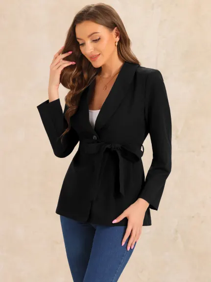 Allegra K - Blazer à col châle avec ceinture