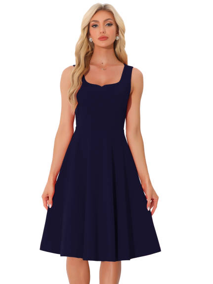 Allegra K - Sweetheart Neck Sleeveless A-line Dress