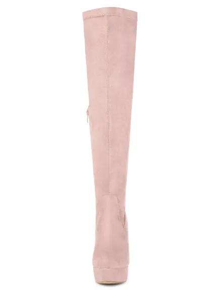 Allegra K - Platform Block Heel Over Knee High Boots