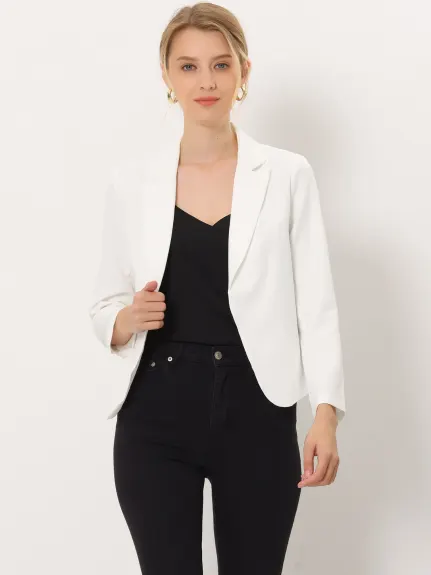 Allegra K- Open Front Casual Crop Suit Blazer Jacket