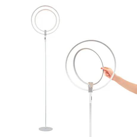 Lampe torchère sur pied à del avec anneaux réglables eclipse, argent