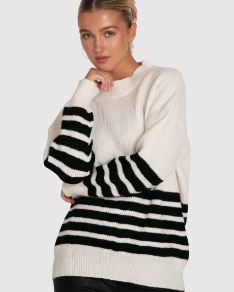 Belle & Bloom Everything I Do Oversize Striped Knit - Black White