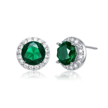 Rachel Glauber Round Shaped Stud Earrings with Colored Cubic Zirconias