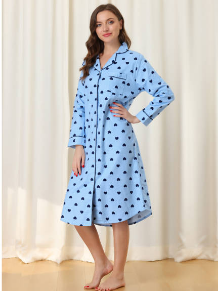 cheibear - Plaid/Heart Printed Lounge Sleepshirt