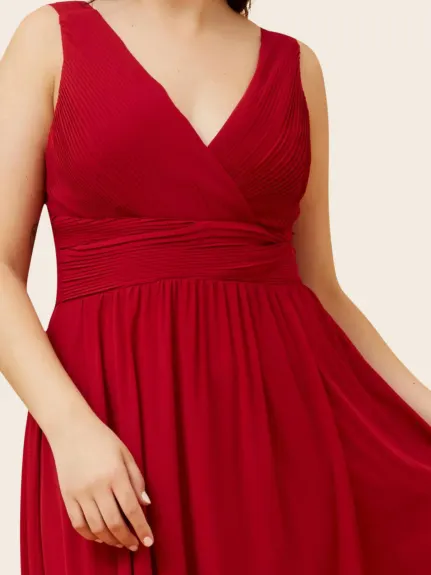 Annick - Scarlett Robe Midi Taille Ajustée Asymétrique Rouge