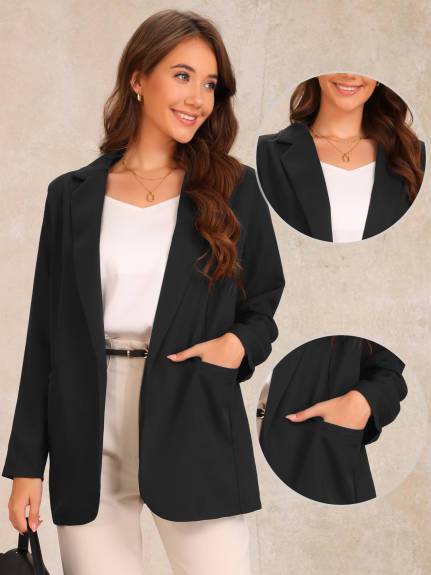 Allegra K - Open Front Long Sleeve Work Blazer