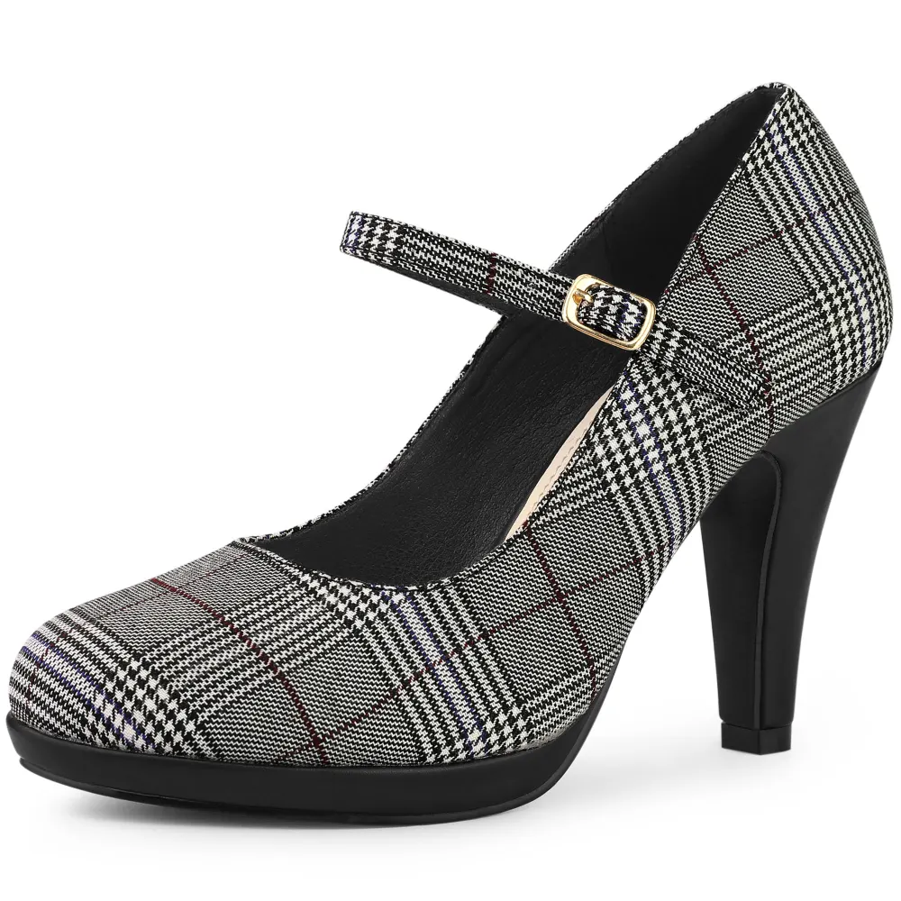 Allegra K - Houndstooth Platform Stiletto Heels Pump