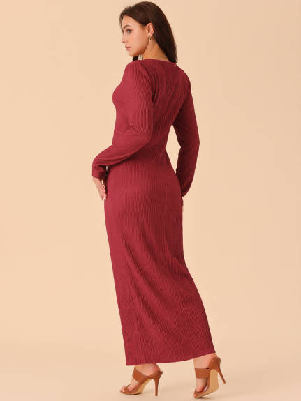 Allegra K - Split Hem Maxi Party Knit Dress