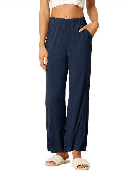 cheibear - Wide-Leg Sleep Pants 2-Pack, Deep Blue