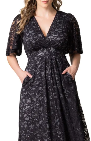 Kiyonna Luminous Sequin Lace Long Gown (Plus Size)