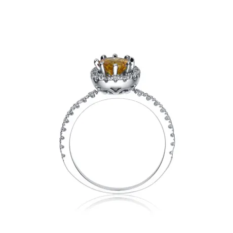 Bague Genevive en argent sterling plaqué or blanc avec zircone cubique jaune