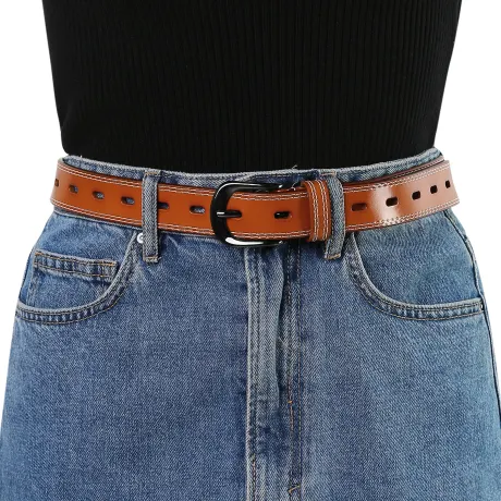 Allegra K- Faux Leather Metal Pin Buckle Waist Belt