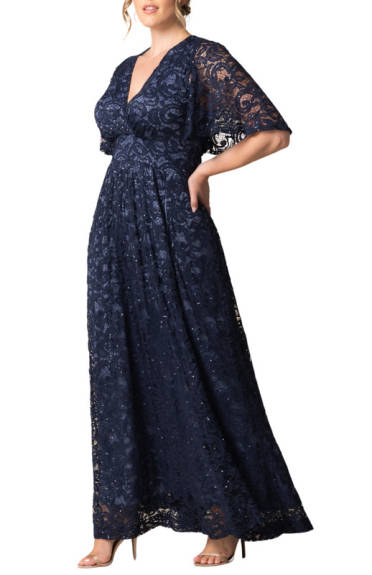 Kiyonna Luminous Sequin Lace Long Gown (Plus Size)