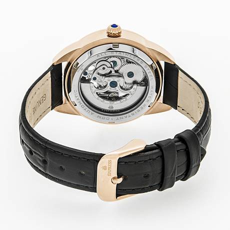 Empress - Godiva Automatic MOP Leather-Band Watch - Rose Gold/White