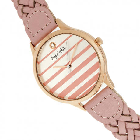 Sophie and Freda - Montre Tucson avec bracelet en cuir et cristaux Swarovski - Or/Corail