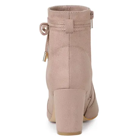 Allegra K - Pointed Toe Chunky Heel Zipper Ankle Boots