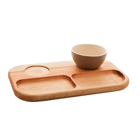 Liptus Collection Serving Platter with 2 Ceramic Bowls Grey 30x18x6cm