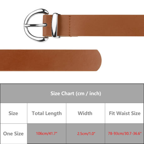 Allegra K- Faux Leather Belt with Silver Buckle