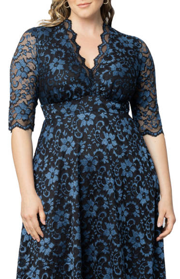 Kiyonna Mon Cherie Floral Lace Cocktail Dress (Plus Size)