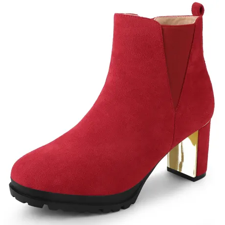 Allegra K - Round Toe Platform Mirror Heeled  Ankle Boots