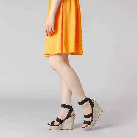 Allegra K - Elastic Strap Espadrille Wedges Sandals