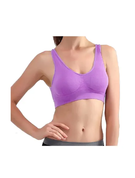 Allegra K- Removable Pads Seamless Wirefree Sleep Vest Top Bra