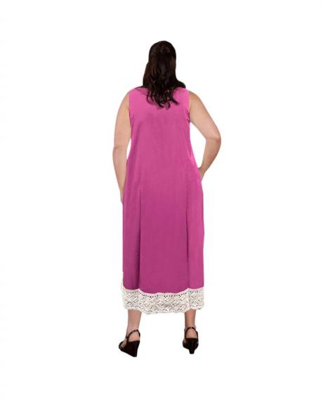 On The Plus Side - Ultra Soft Lace Trim Sleeveless Nightgown - Plus