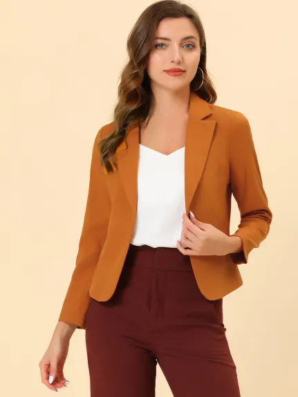 Allegra K- Open Front Crop Suit Blazer Jacket