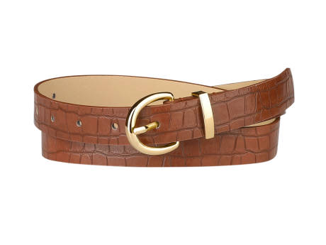 Allegra K- Alligator Embossed Leather Alloy Pin Buckle Belt