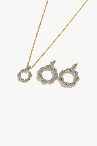 Classicharms-Ysabel Pavé Eternity Twist Hoop Pendant Necklace