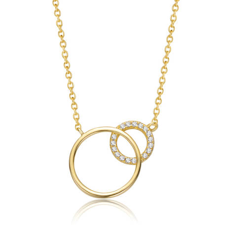 Rachel Glauber 14k Gold Plated with Clear Cubic Zirconia Entwined Triple Eternity Circle Necklace