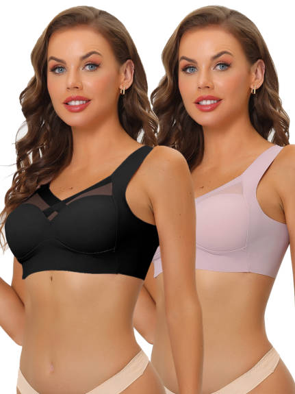 Allegra K- Full Coverage Mesh Wirefree Bras Pack