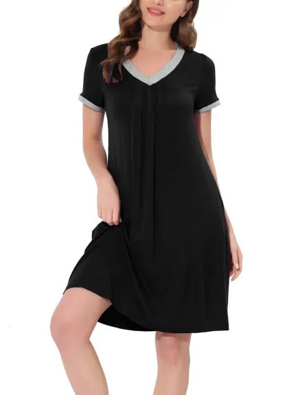 cheibear - Summer V-Neck with Pockets Lounge Nightgown