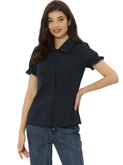 Allegra K- Doll Collar Button Down Shirt