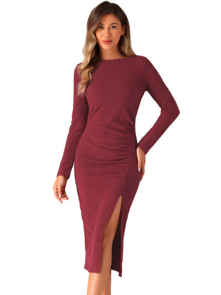 Allegra K - Fall Bodycon Long Sleeve Midi Dress