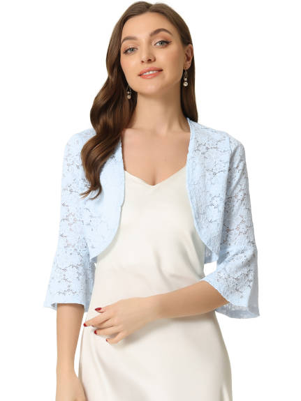 Allegra K- Lace Bell Sleeves Bolero Cardigan