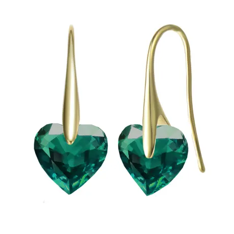 Genevive Sterling Silver with Colored Heart Shaped Cubic Zirconia Hook Earrings