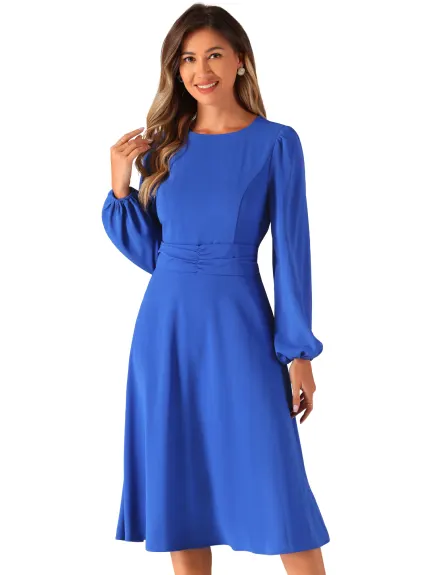 Allegra K - Robe Maxi Flowy à Manches Longues Lanternes