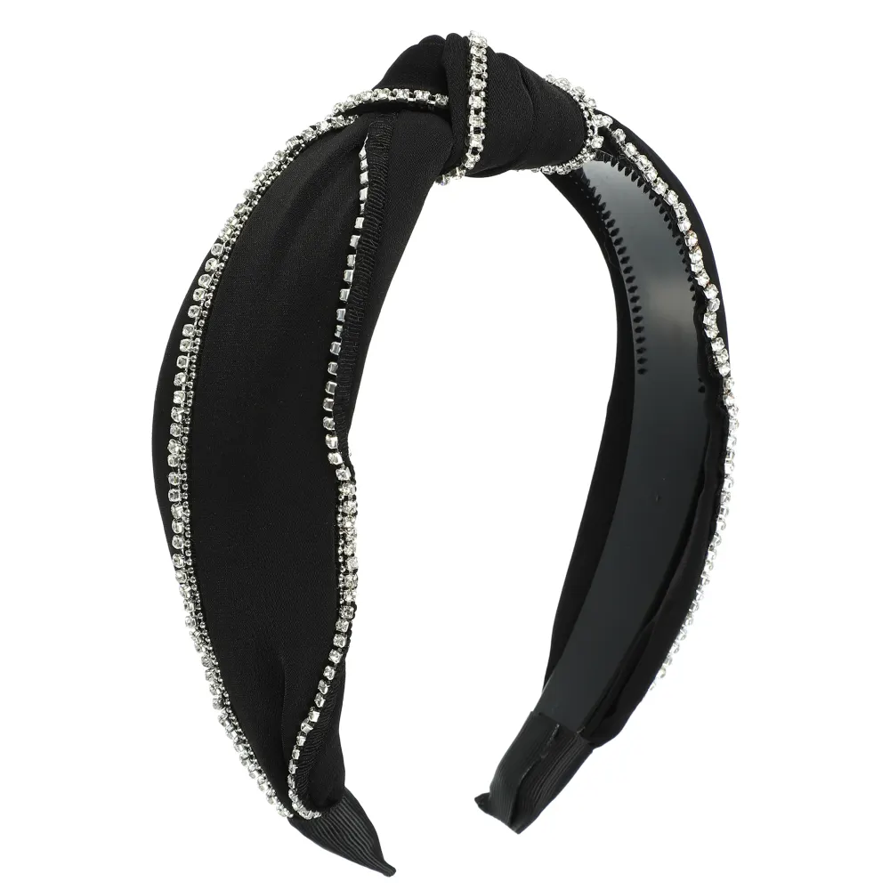 Unique Bargains - Top Knotted Rhinestone Trim Wide Headbands