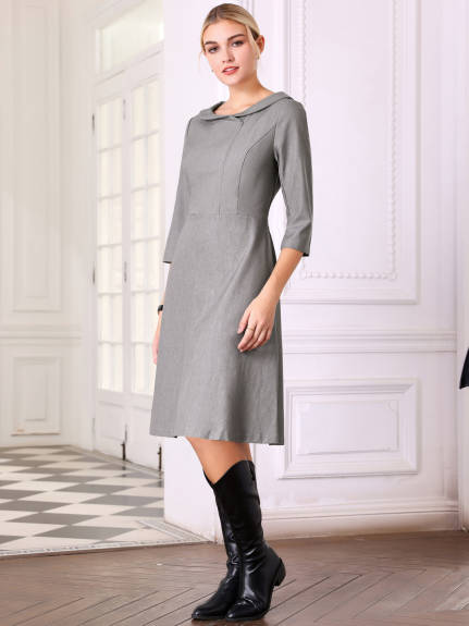 Hobemty - Peter Pan Collar Elegant A Line Dress