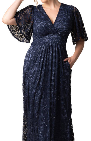 Kiyonna Luminous Sequin Lace Long Gown (Plus Size)