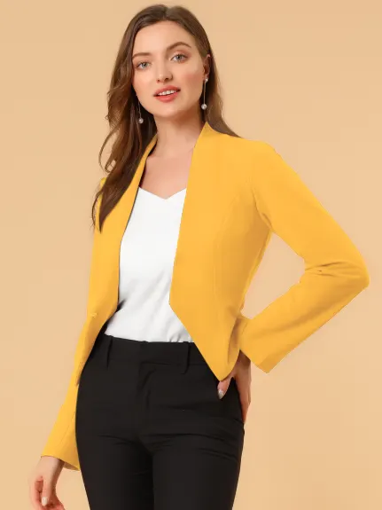 Allegra K- Suit Collarless Cropped Blazer Jacket