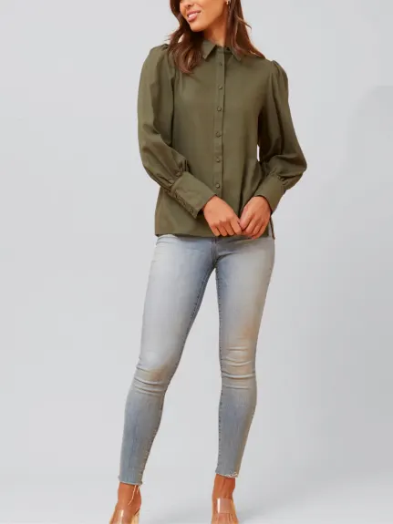 Annick - Maxine Shirt Fitted Long Puffy Sleeves Solid