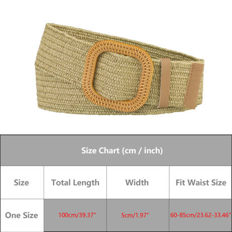 Allegra K- Stretch Woven Belt Retro Wide Waist Square Buckle